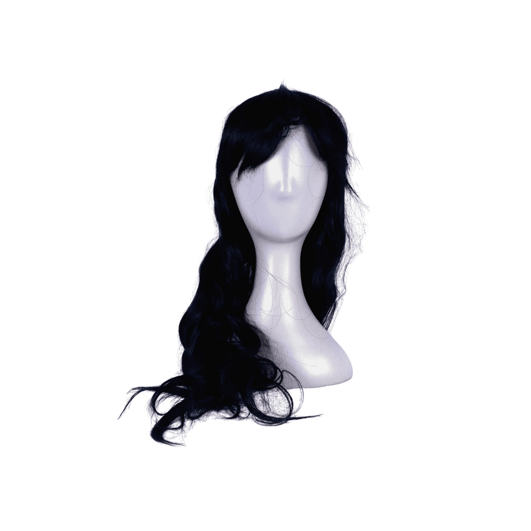 Black straight 30" cap wig with bangs - 1BL30CPST01 - Image 2