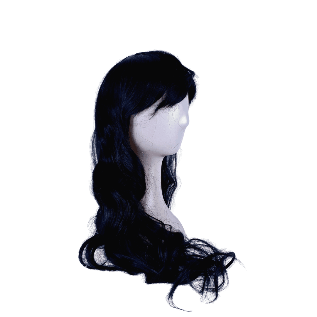 Black straight 30" cap wig with bangs - 1BL30CPST01 - Image 3