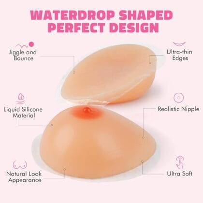 Silicone Prosthesis Breast form without bra- Tear drop shape - XL (42B) - 1200 g - 1BFXLTDWNNB01-05