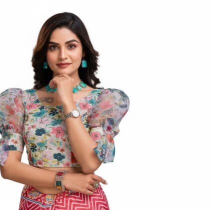 Stretchable blouse - HC-1814-Flowery-XXL